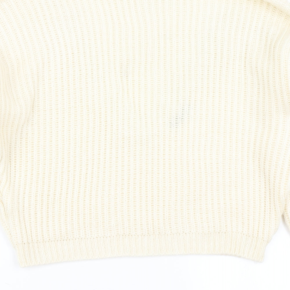 Boohoo Womens White  Knit Pullover Jumper Size M