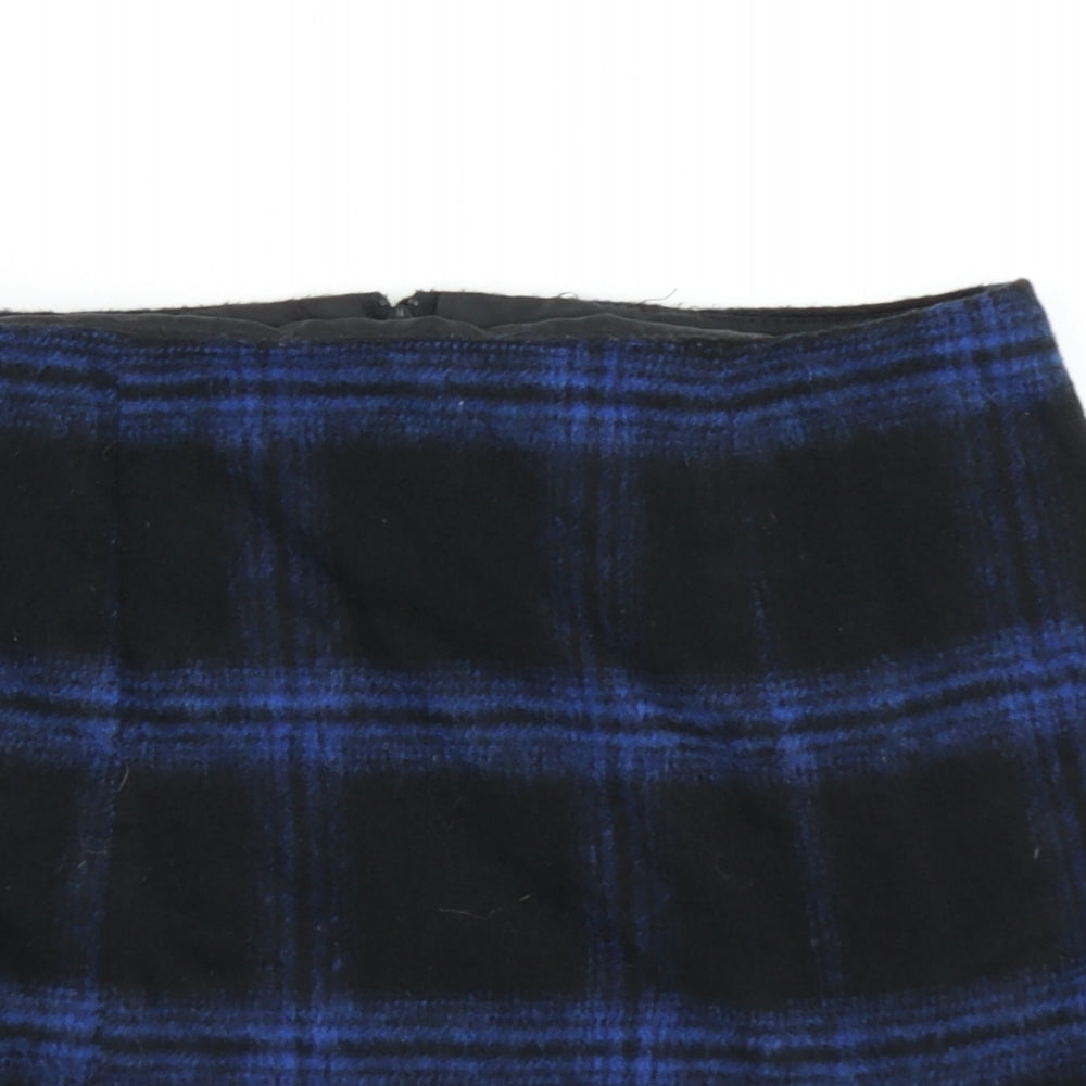 New Look Womens Blue Plaid  A-Line Skirt Size 8