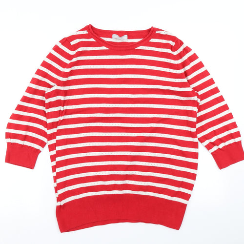 Red Herring Womens Red Striped Knit Pullover Jumper Size 16