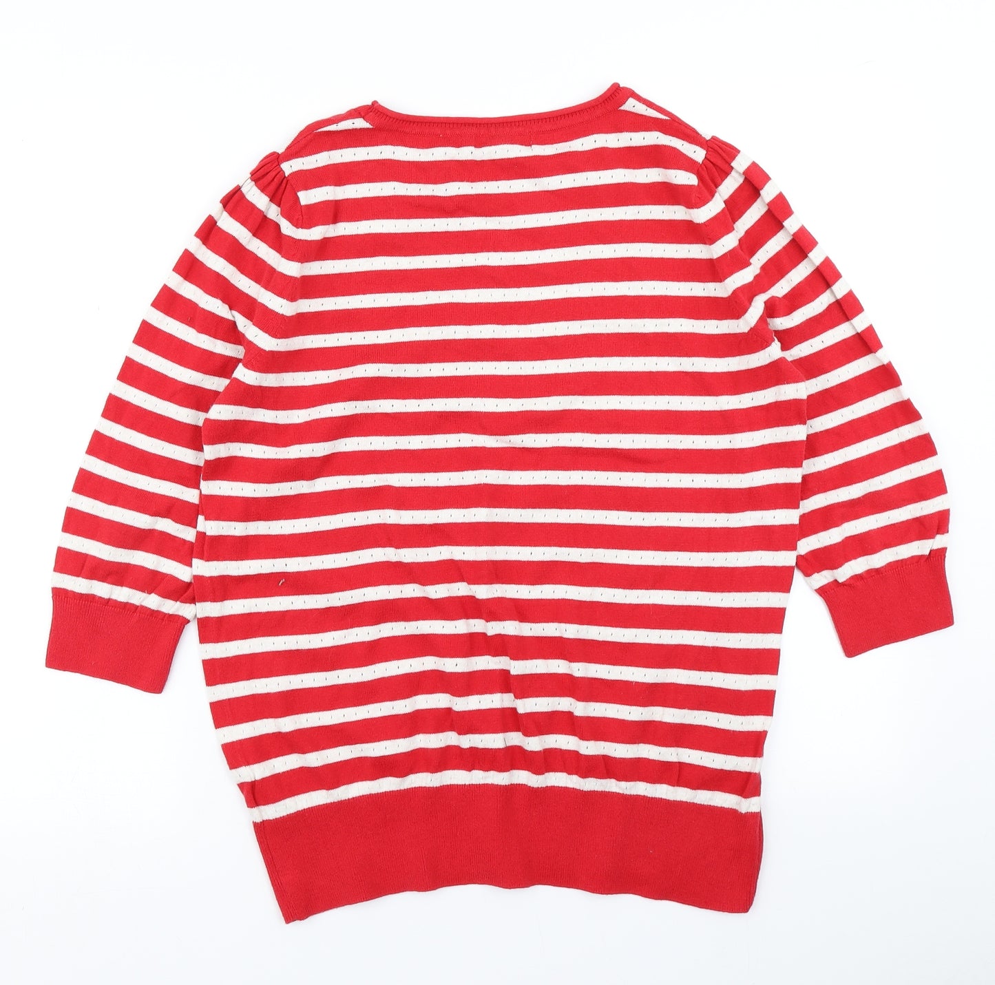 Red Herring Womens Red Striped Knit Pullover Jumper Size 16