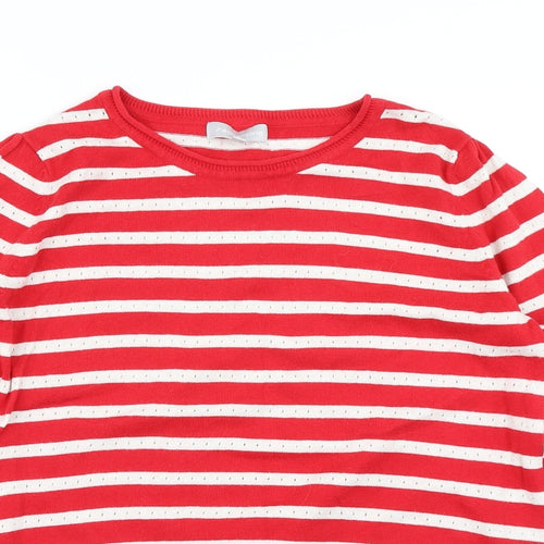 Red Herring Womens Red Striped Knit Pullover Jumper Size 16