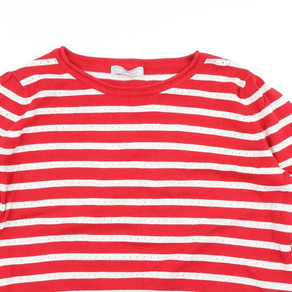 Red Herring Womens Red Striped Knit Pullover Jumper Size 16