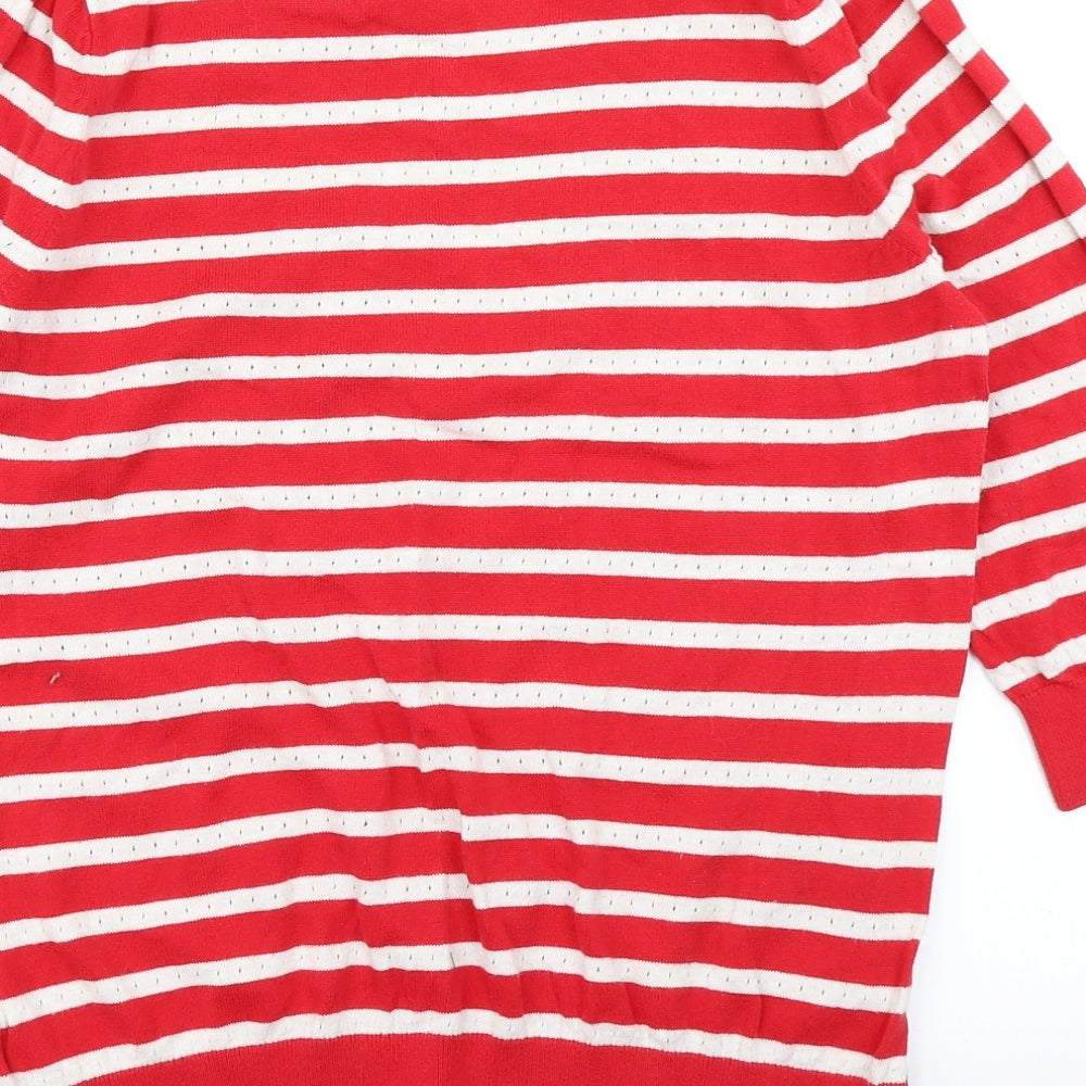 Red Herring Womens Red Striped Knit Pullover Jumper Size 16