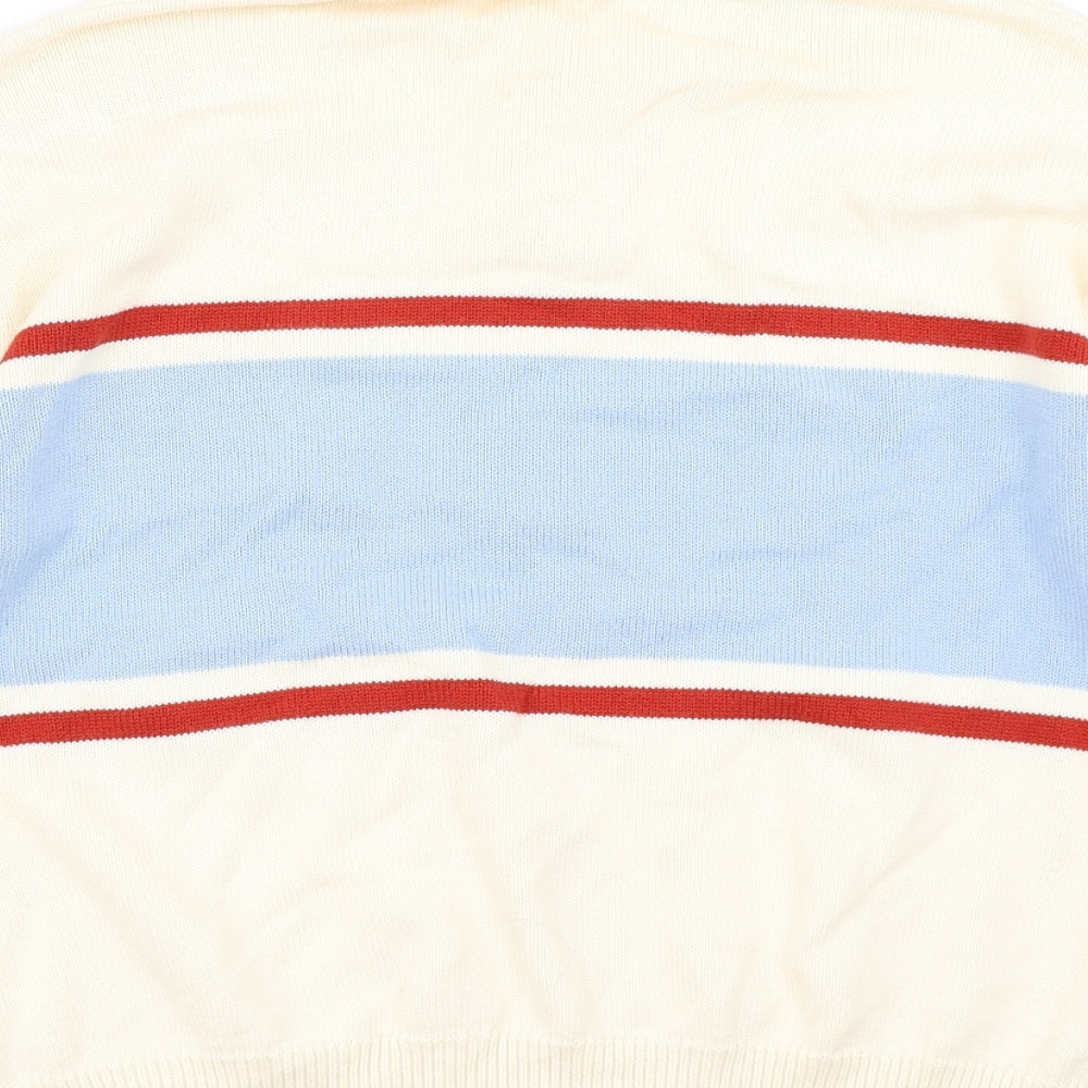 Ledin Womens Ivory Colourblock Knit Basic Polo Size M
