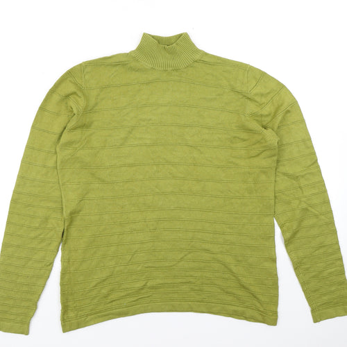 Isle Womens Green Striped Knit Pullover Jumper Size M