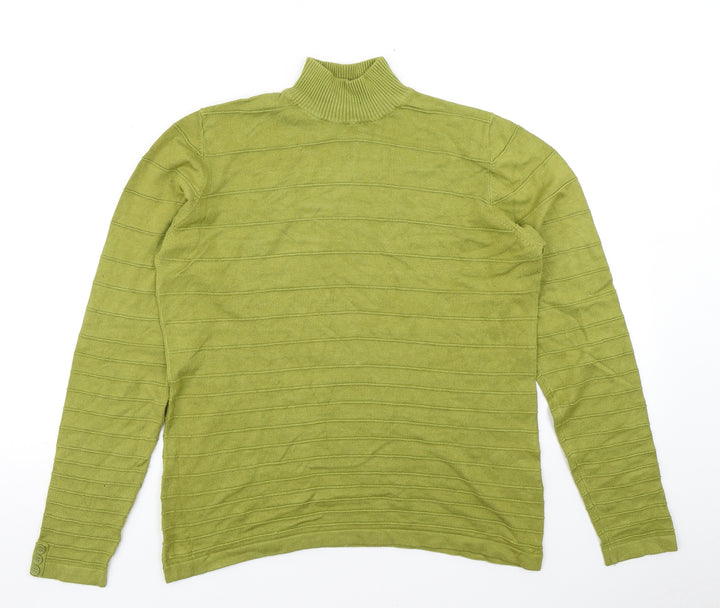 Isle Womens Green Striped Knit Pullover Jumper Size M