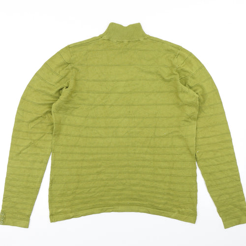 Isle Womens Green Striped Knit Pullover Jumper Size M