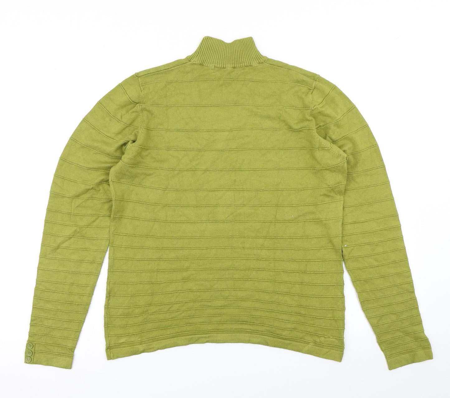 Isle Womens Green Striped Knit Pullover Jumper Size M