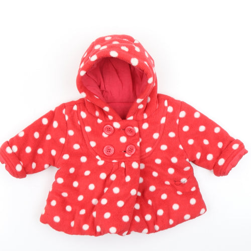 George Girls Red Polka Dot  Overcoat Coat Size 0-3 Months
