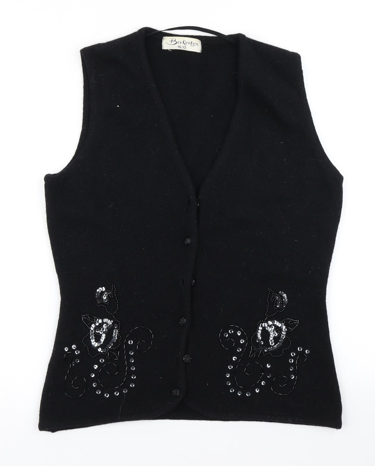 Berkertex Womens Black  Knit Vest Jumper Size 10