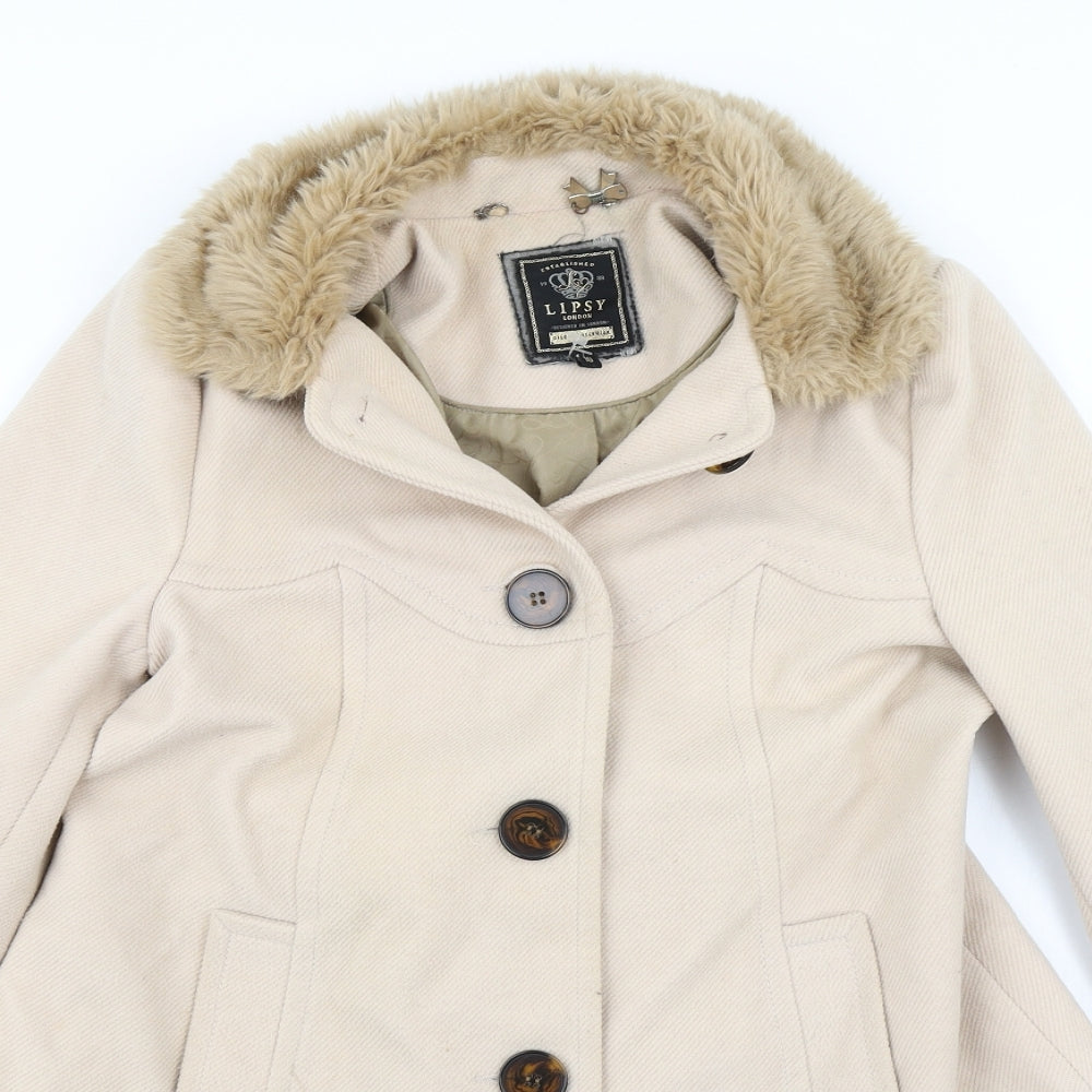 Lipsy Womens Beige   Overcoat Coat Size 10
