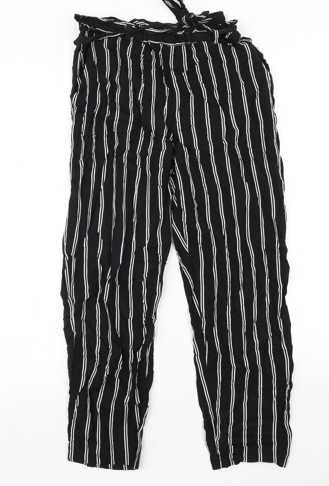 H&M Girls Black Striped  Harem Trousers Size 12 Years