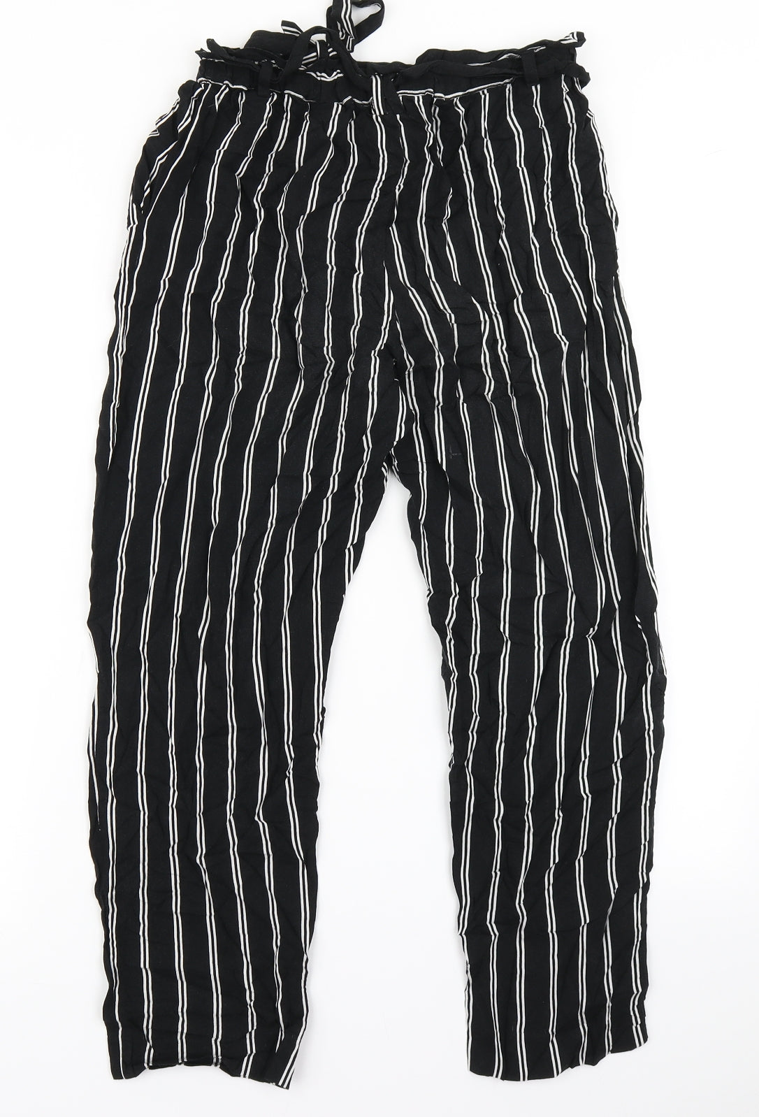 H&M Girls Black Striped  Harem Trousers Size 12 Years