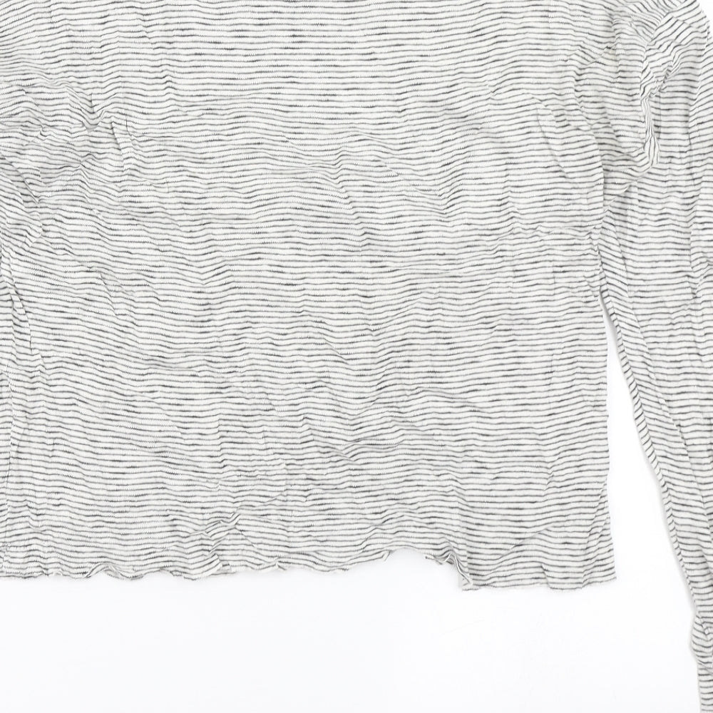 Topshop Womens Black Striped  Cropped T-Shirt Size 6