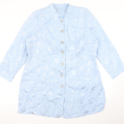 essence Womens Blue Floral  Jacket Blazer Size 16