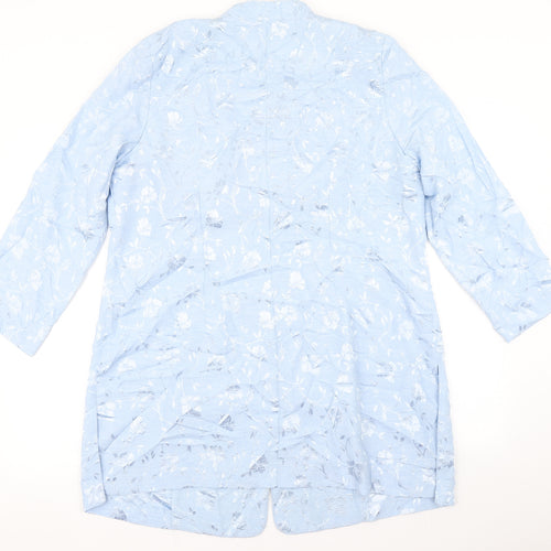 essence Womens Blue Floral  Jacket Blazer Size 16