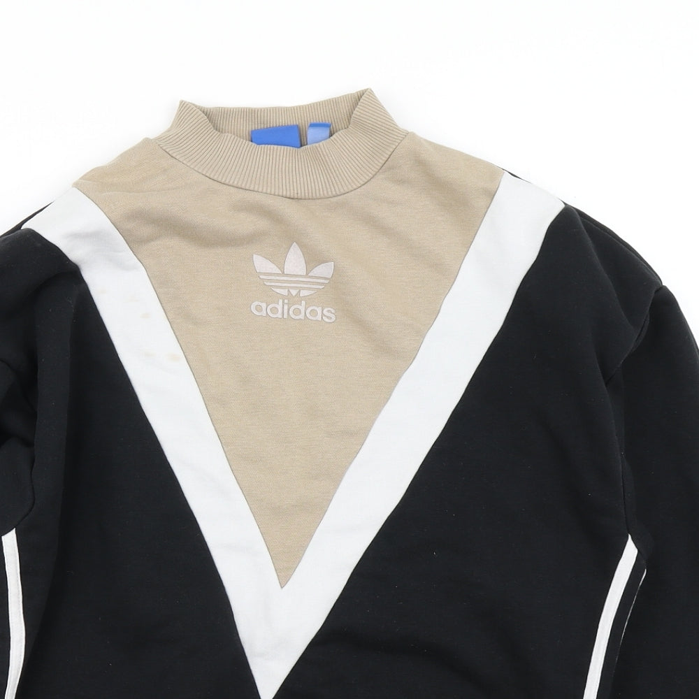 adidas Womens Black Colourblock  Pullover Sweatshirt Size 6