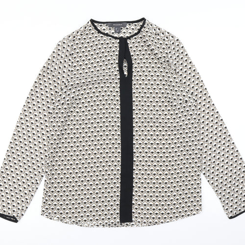 Primark Womens White Argyle/Diamond  Basic Blouse Size 8