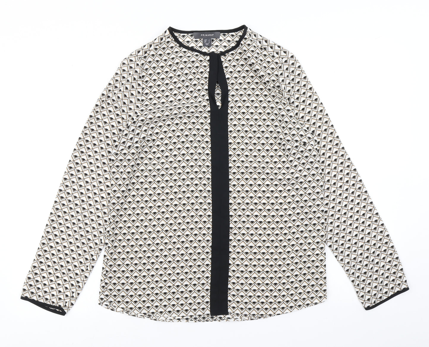 Primark Womens White Argyle/Diamond  Basic Blouse Size 8
