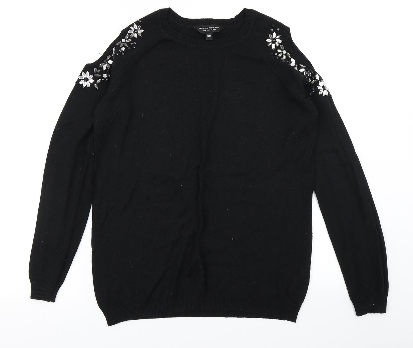 Dorothy Perkins Womens Black  Knit Pullover Jumper Size 12  - Cold Shoulder
