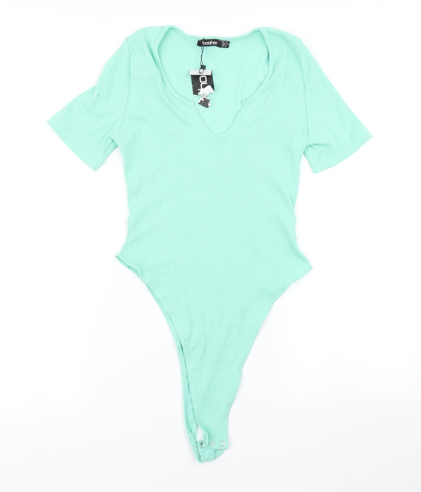 Boohoo Womens Green   Bodysuit One-Piece Size 12
