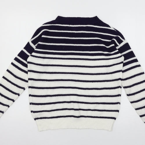 Studio Womens White Striped Knit Pullover Jumper Size 8