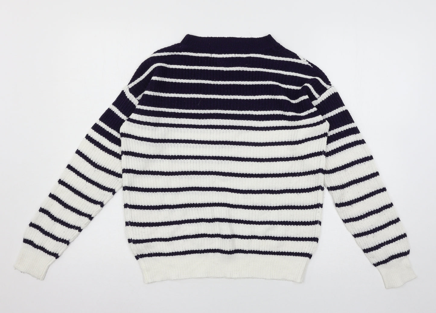 Studio Womens White Striped Knit Pullover Jumper Size 8