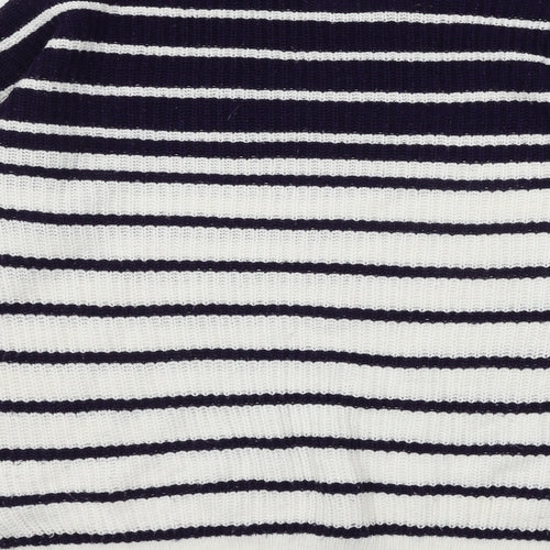 Studio Womens White Striped Knit Pullover Jumper Size 8