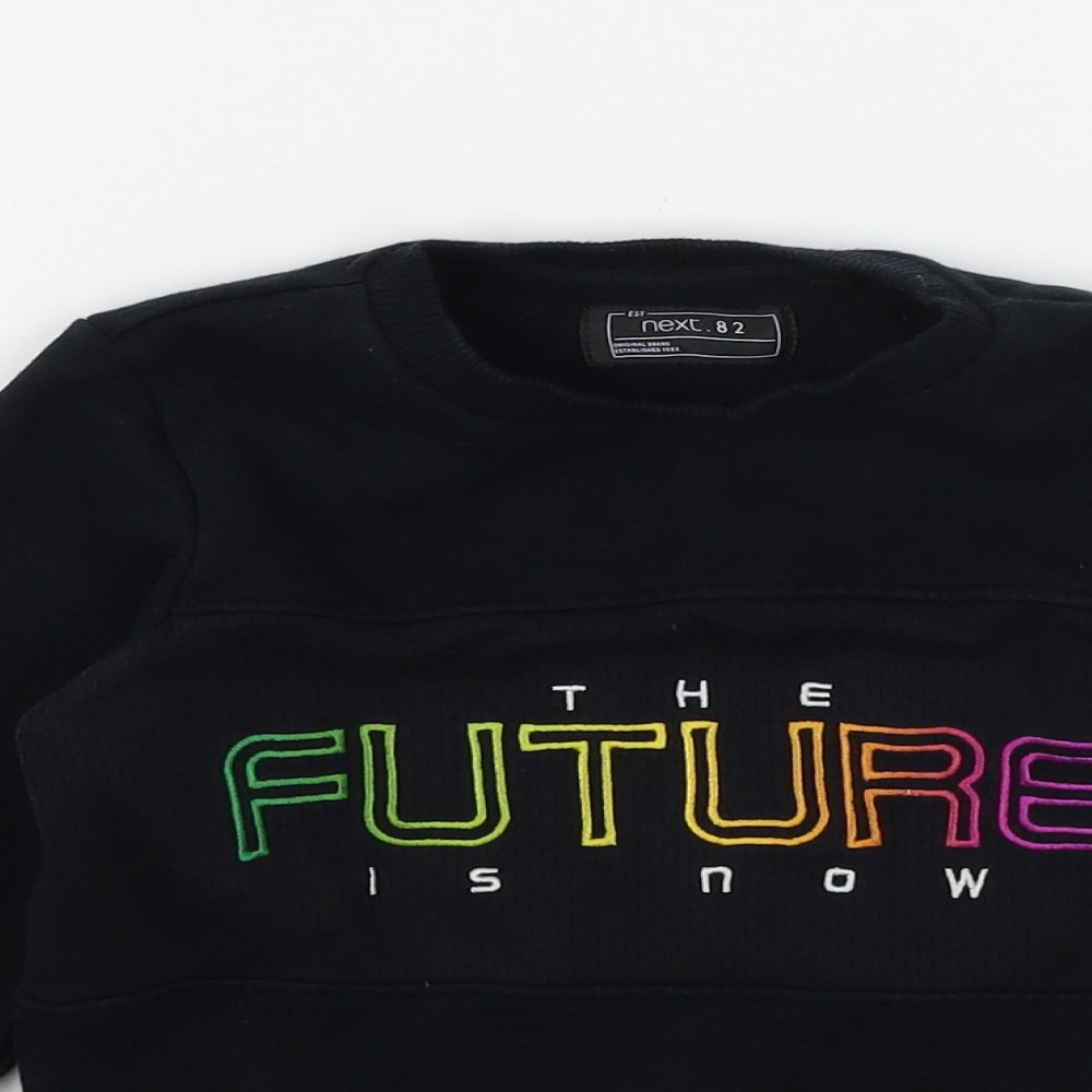 NEXT Girls Black  Jersey Pullover Sweatshirt Size 5 Years  - The Future is now