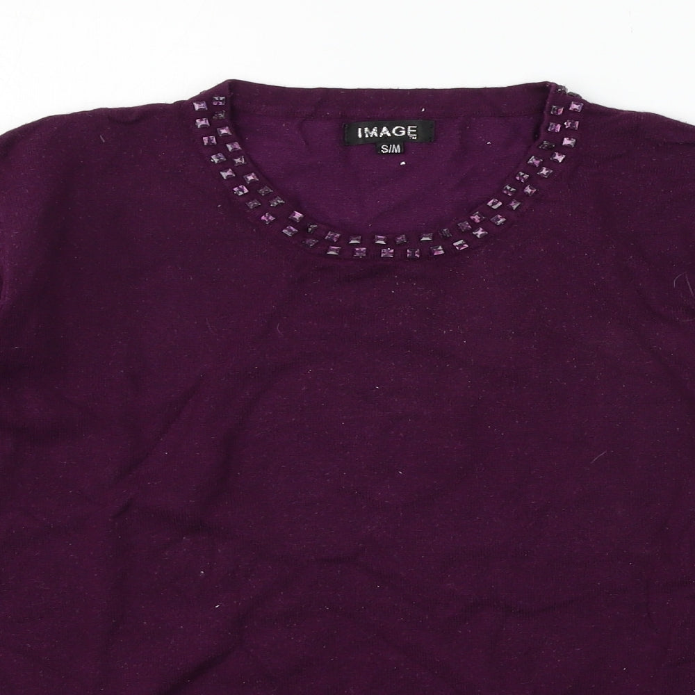 Image Womens Purple  Knit Pullover Jumper Size S