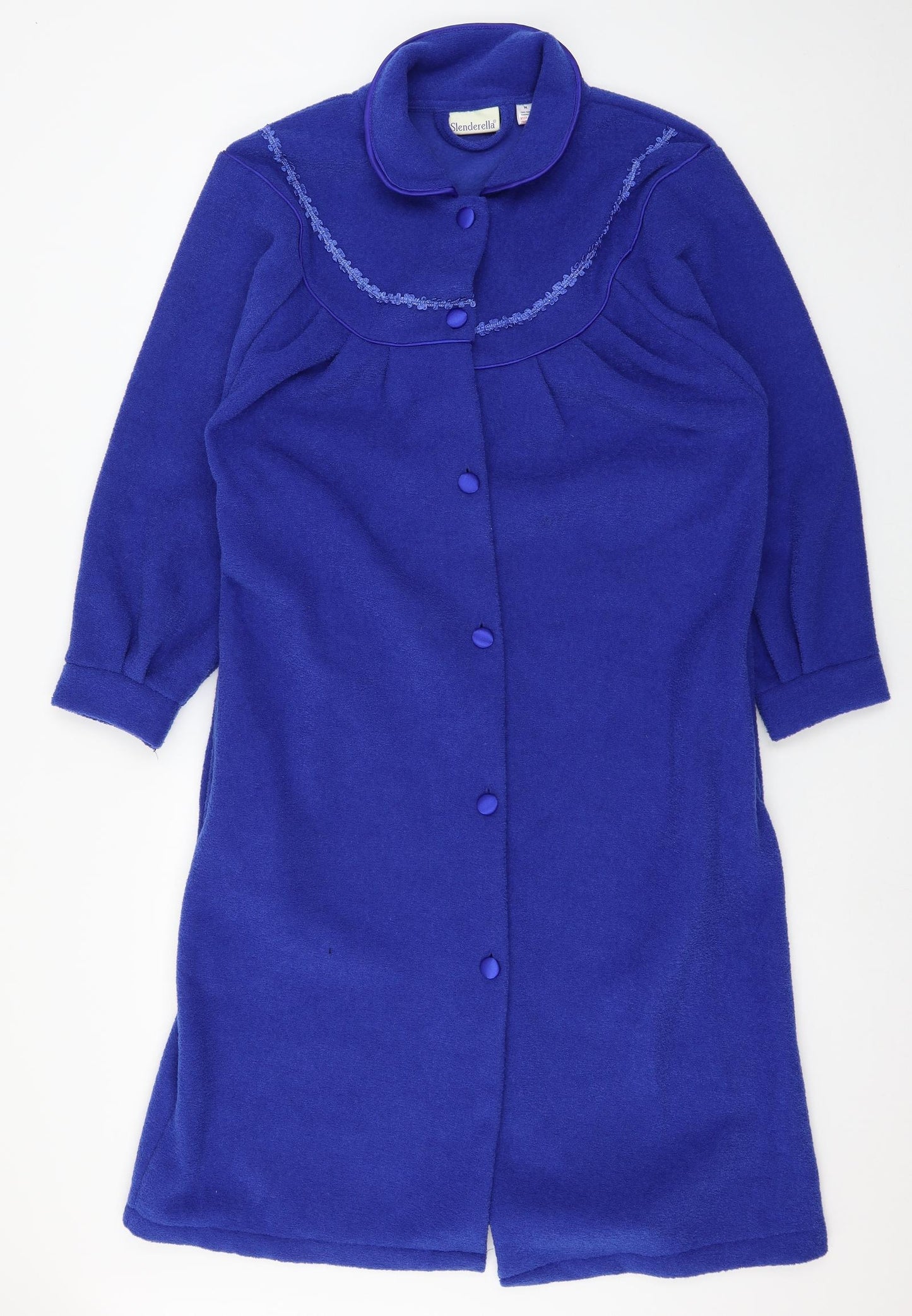 Slenderella Womens Blue Solid Jersey Top Robe Size M