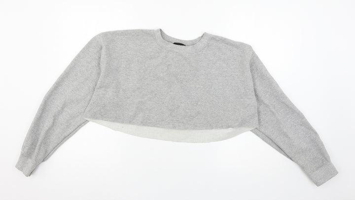 PRETTYLITTLETHING Womens Grey  Jersey Pullover Sweatshirt Size M