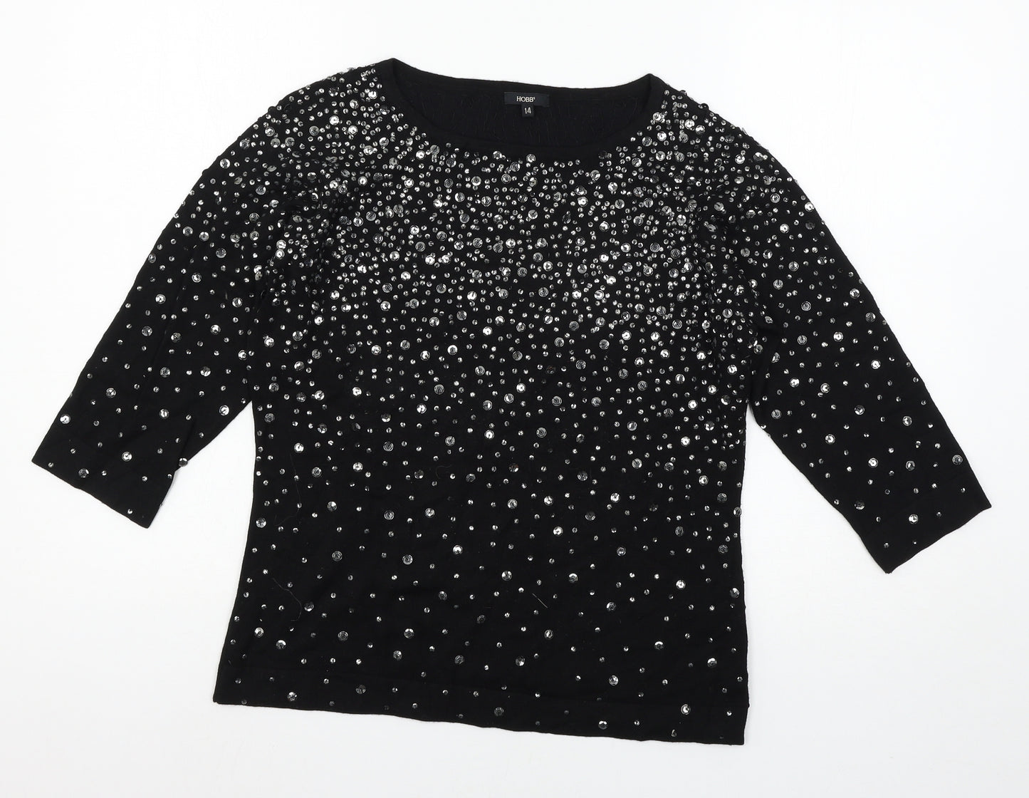 Hobbs Womens Black  Knit Pullover Jumper Size 14