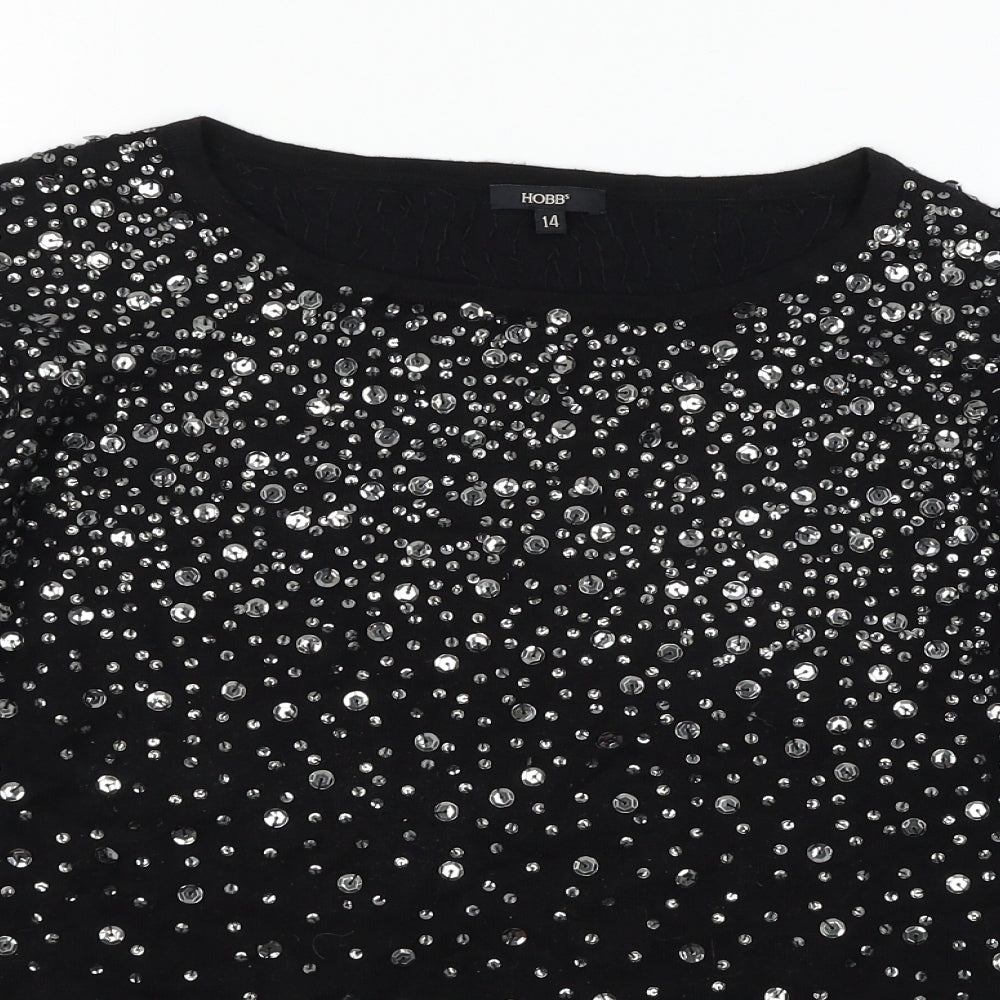 Hobbs Womens Black  Knit Pullover Jumper Size 14