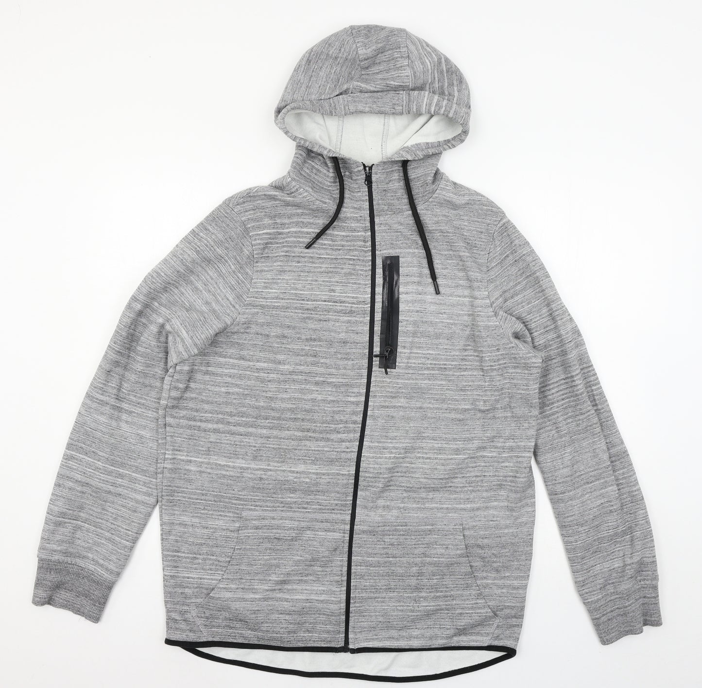 Workout Mens Grey  Jersey Full Zip Hoodie Size L