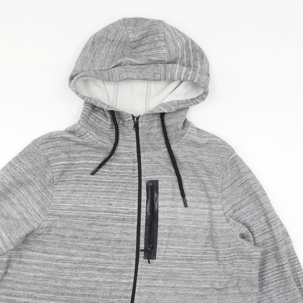 Workout Mens Grey  Jersey Full Zip Hoodie Size L
