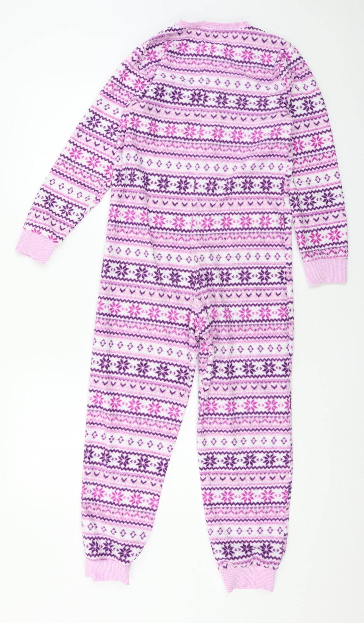 F&F Girls Purple Geometric Fleece Top One Piece Size 9-10 Years