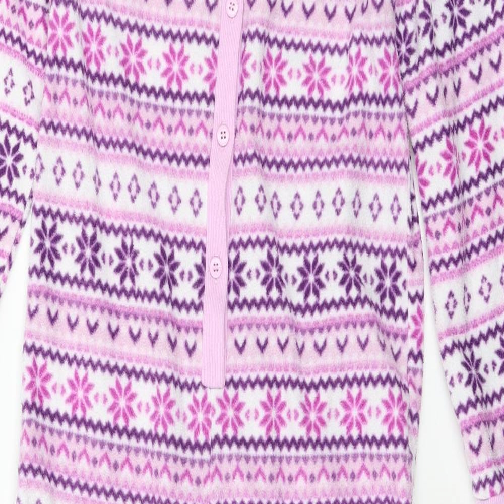 F&F Girls Purple Geometric Fleece Top One Piece Size 9-10 Years