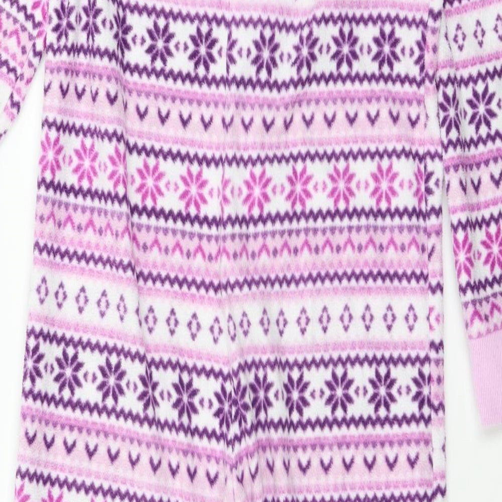 F&F Girls Purple Geometric Fleece Top One Piece Size 9-10 Years