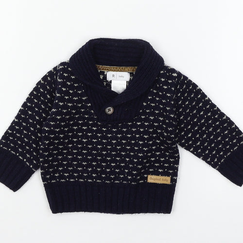 La Redoute Boys Blue  Knit Pullover Jumper Size 3-6 Months
