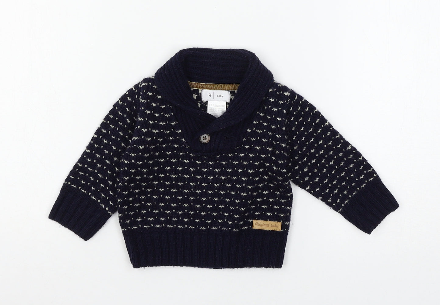 La Redoute Boys Blue  Knit Pullover Jumper Size 3-6 Months