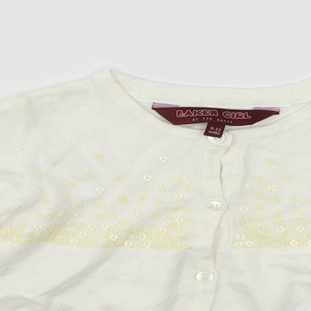 Ted Baker Girls Ivory  Knit Cardigan Jumper Size 9-12 Months