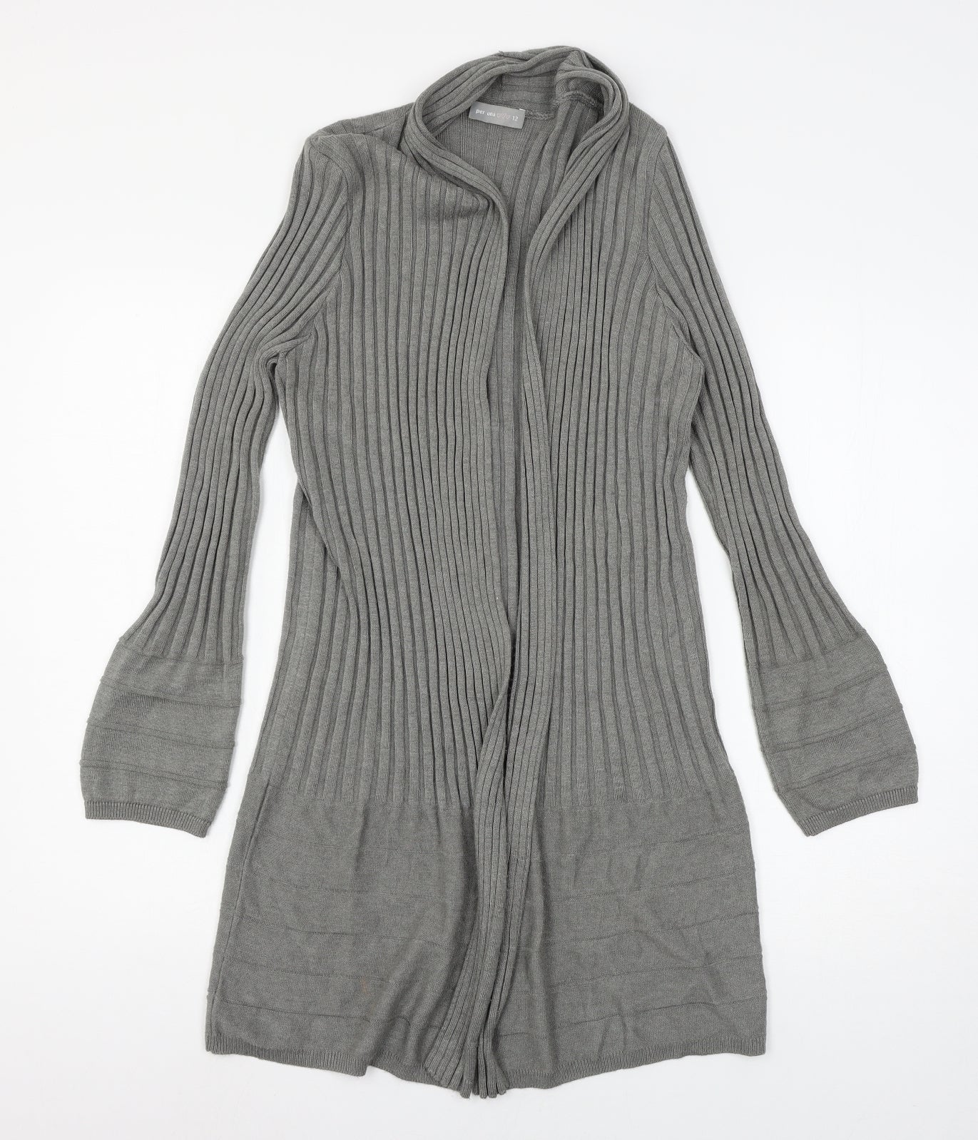 Per Una Womens Grey  Knit Cardigan Jumper Size 12