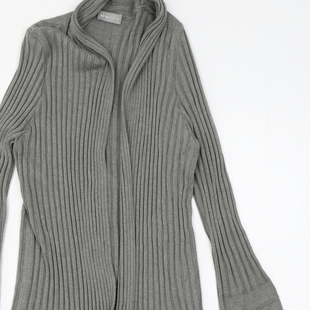 Per Una Womens Grey  Knit Cardigan Jumper Size 12