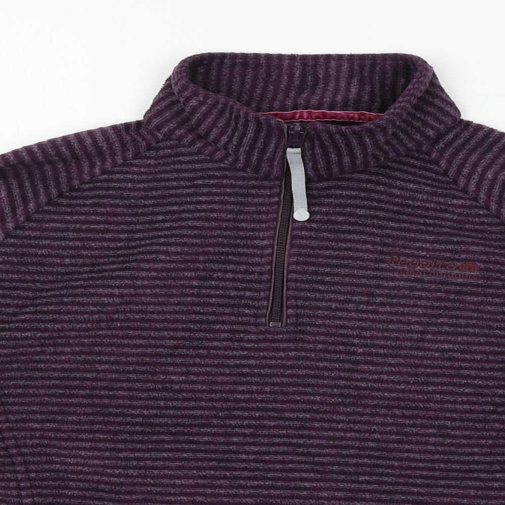 Regatta Womens Purple Striped Fleece Pullover Sweatshirt Size 10