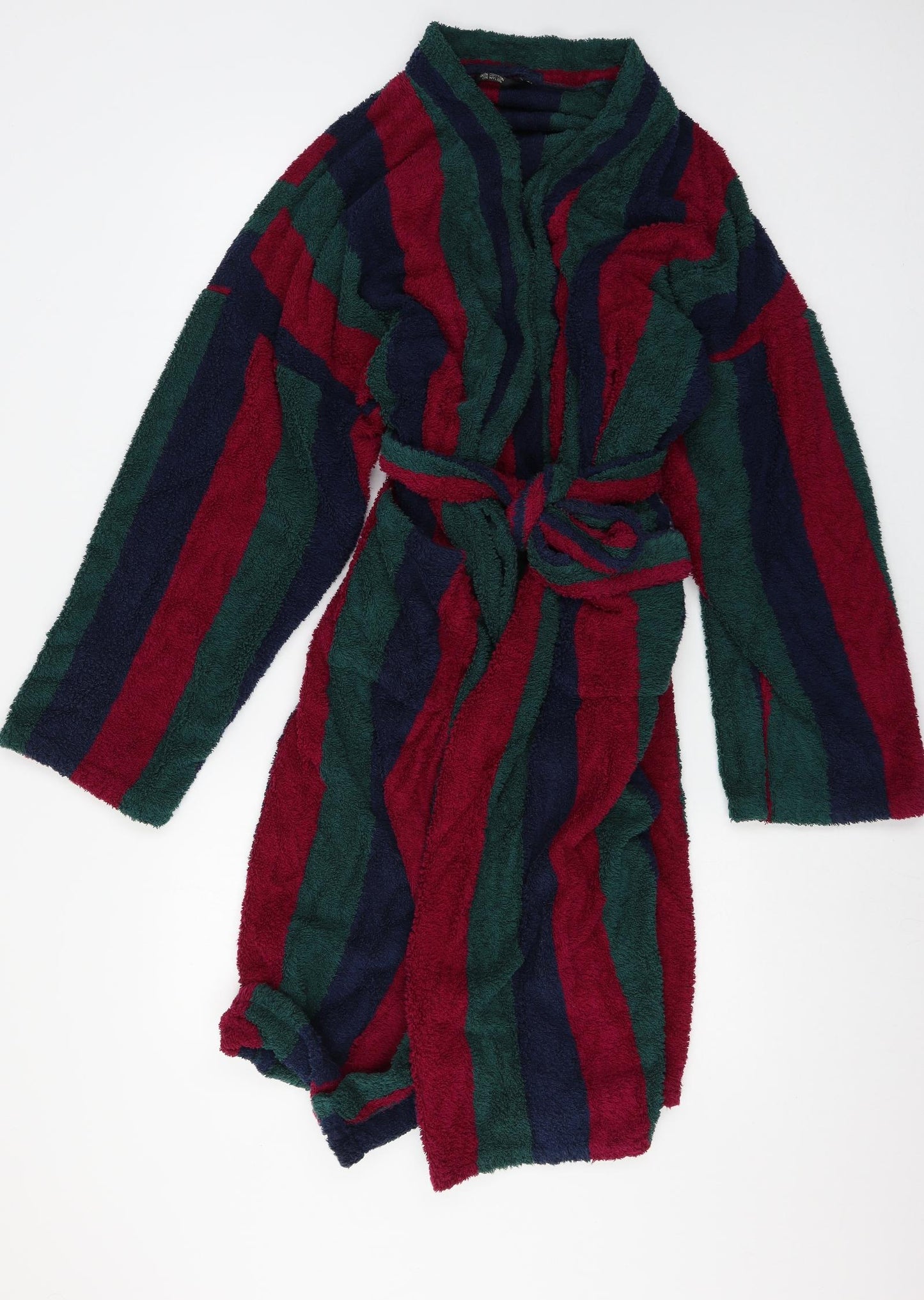 St Michael Mens Multicoloured Striped Flannel  Robe Size M