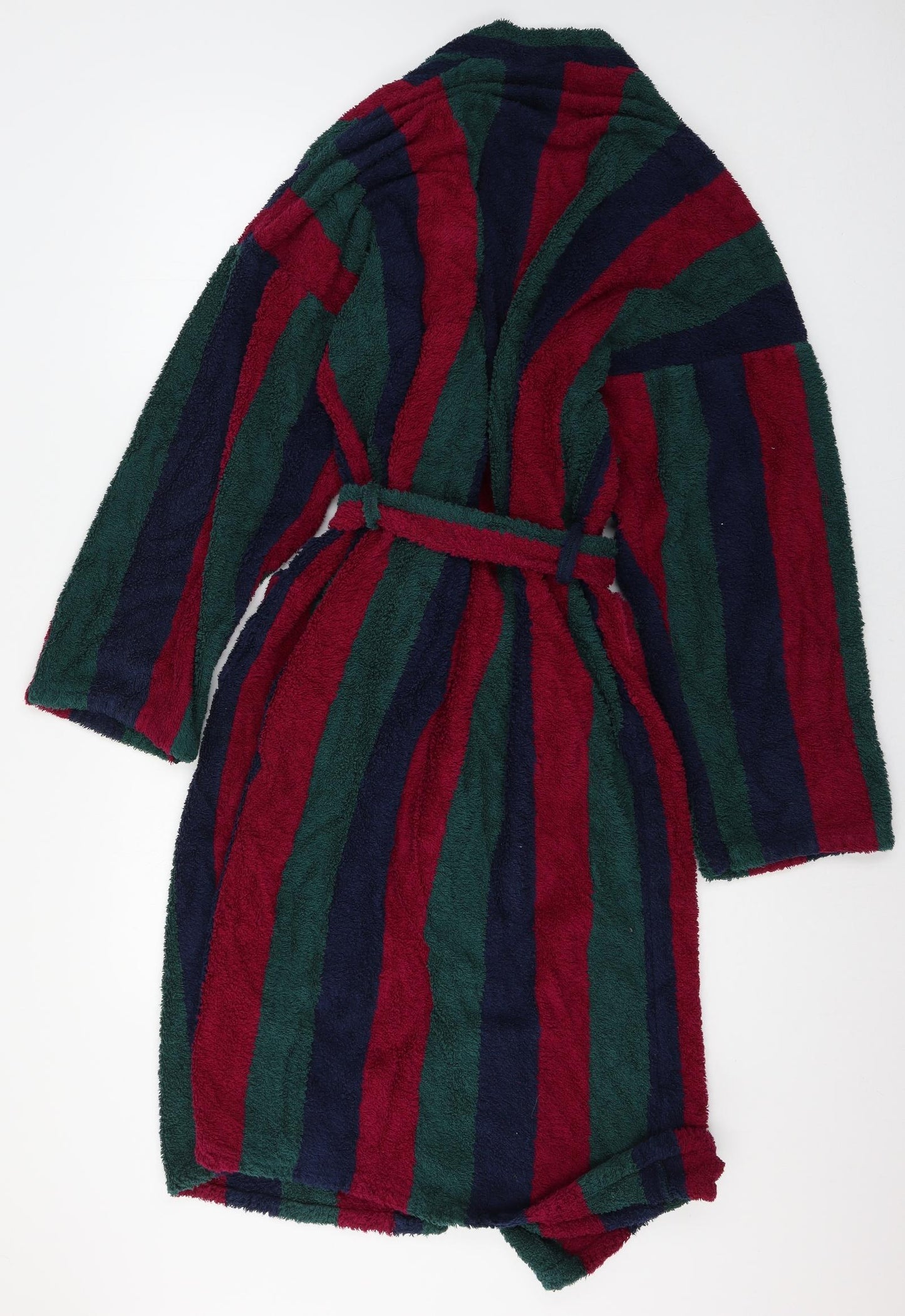 St Michael Mens Multicoloured Striped Flannel  Robe Size M