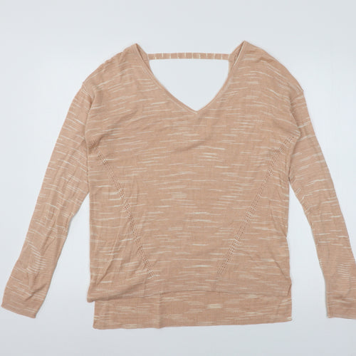 Marks and Spencer Womens Orange Striped Knit Pullover Jumper Size M