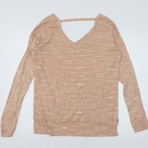 Marks and Spencer Womens Orange Striped Knit Pullover Jumper Size M