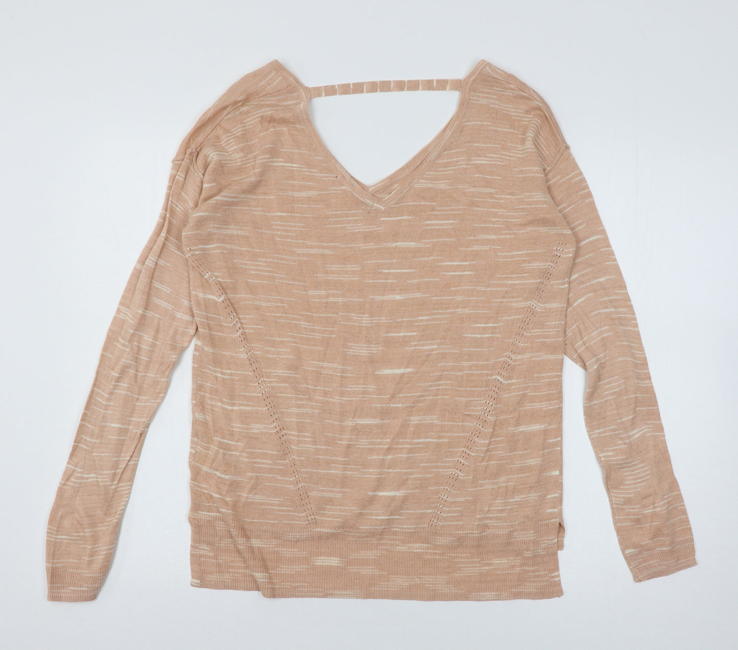 Marks and Spencer Womens Orange Striped Knit Pullover Jumper Size M